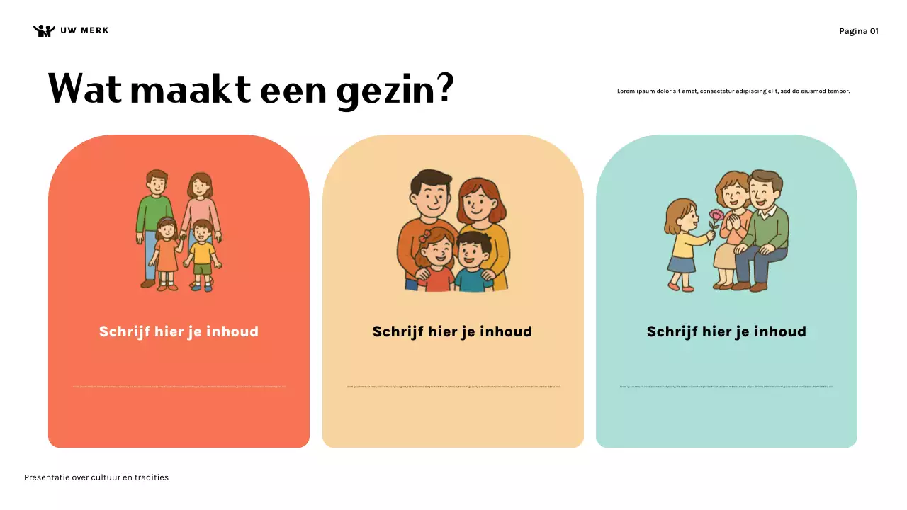 Presentatie over de cultuur van een schattig gezin in oranje
