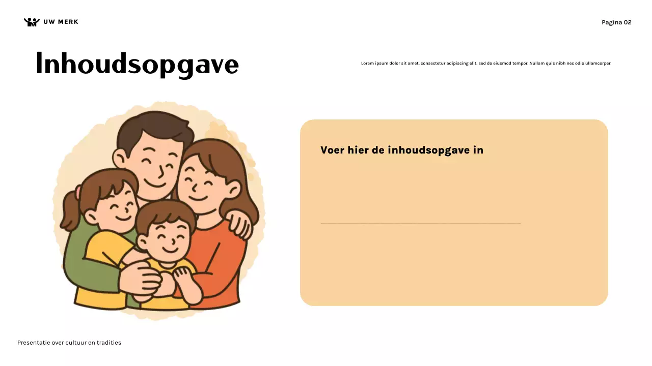 Presentatie over de cultuur van een schattig gezin in oranje