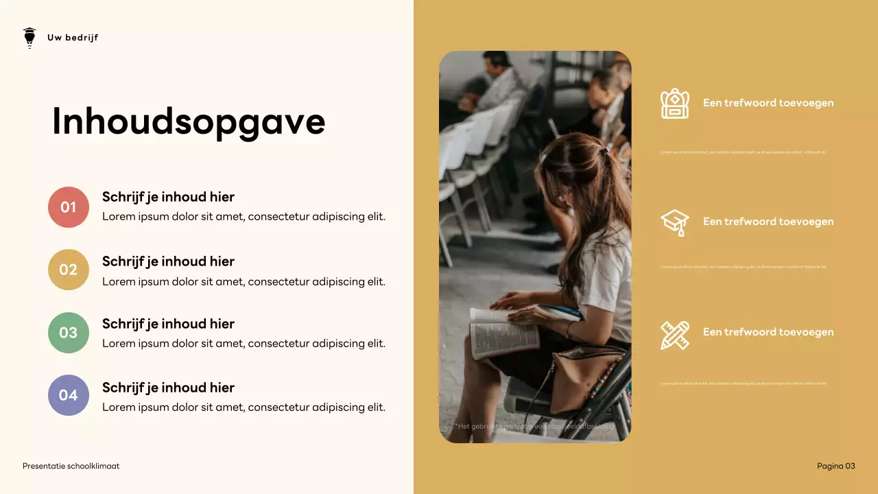 Presentatie over het moderne schoolklimaat van bruin en groen