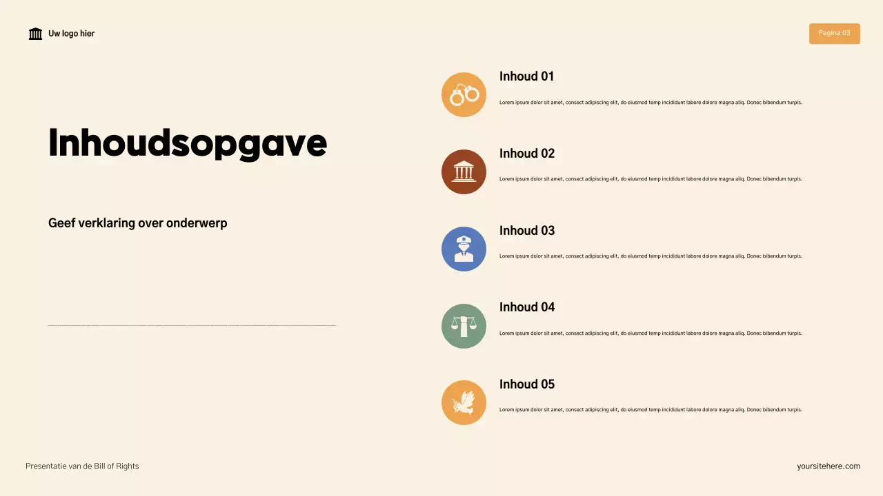 Beige en bruin modern De Bill of Rights-presentatie