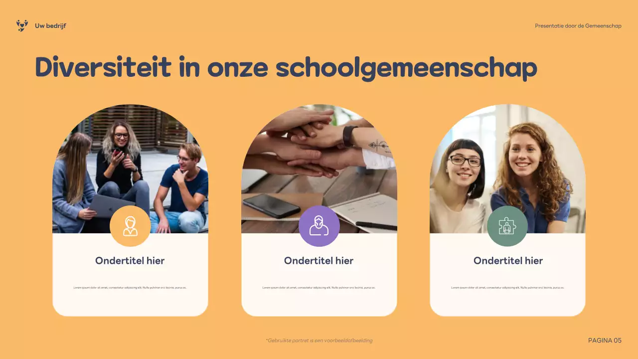 Paarse illustratie Inclusieve gemeenschapspresentatie