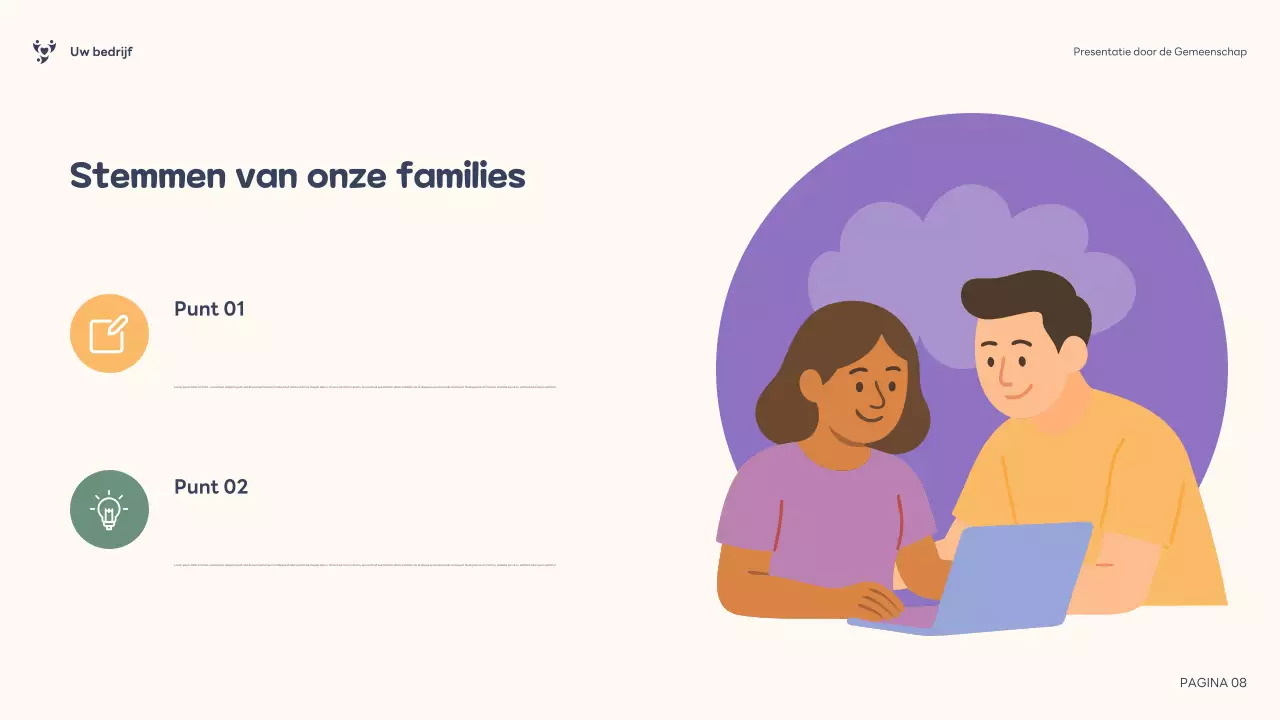 Paarse illustratie Inclusieve gemeenschapspresentatie