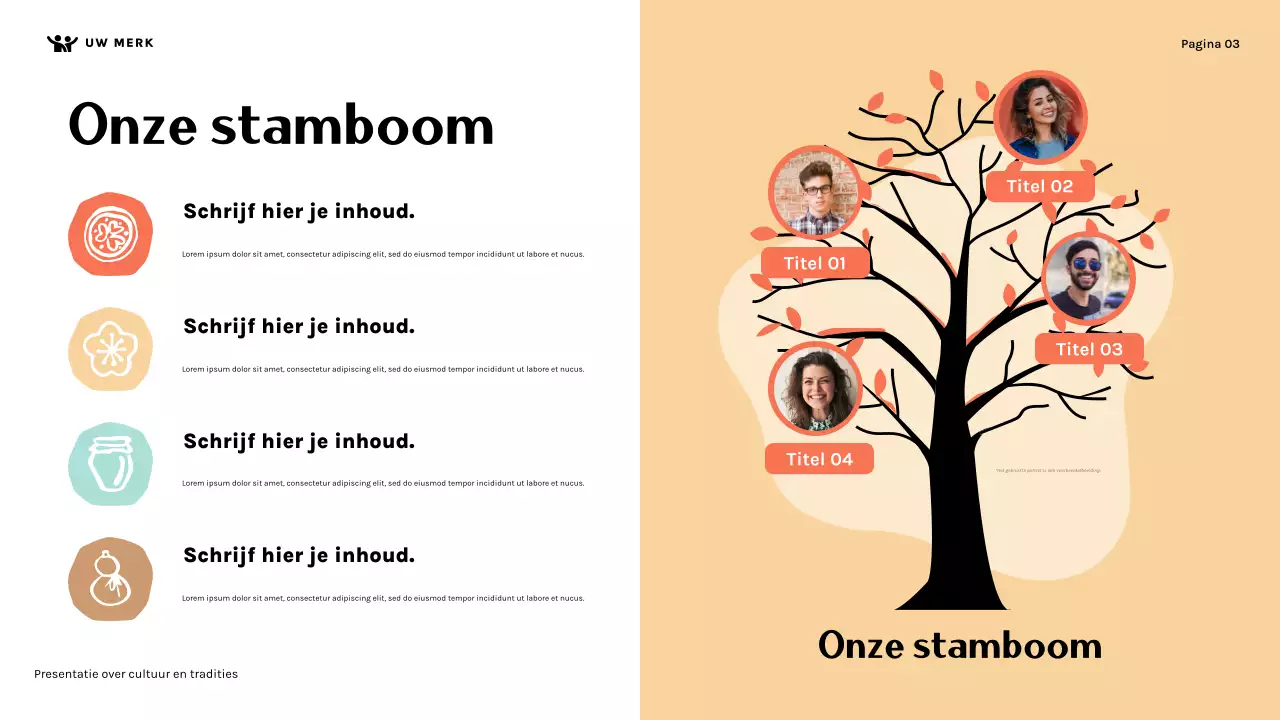 Presentatie over de cultuur van een schattig gezin in oranje