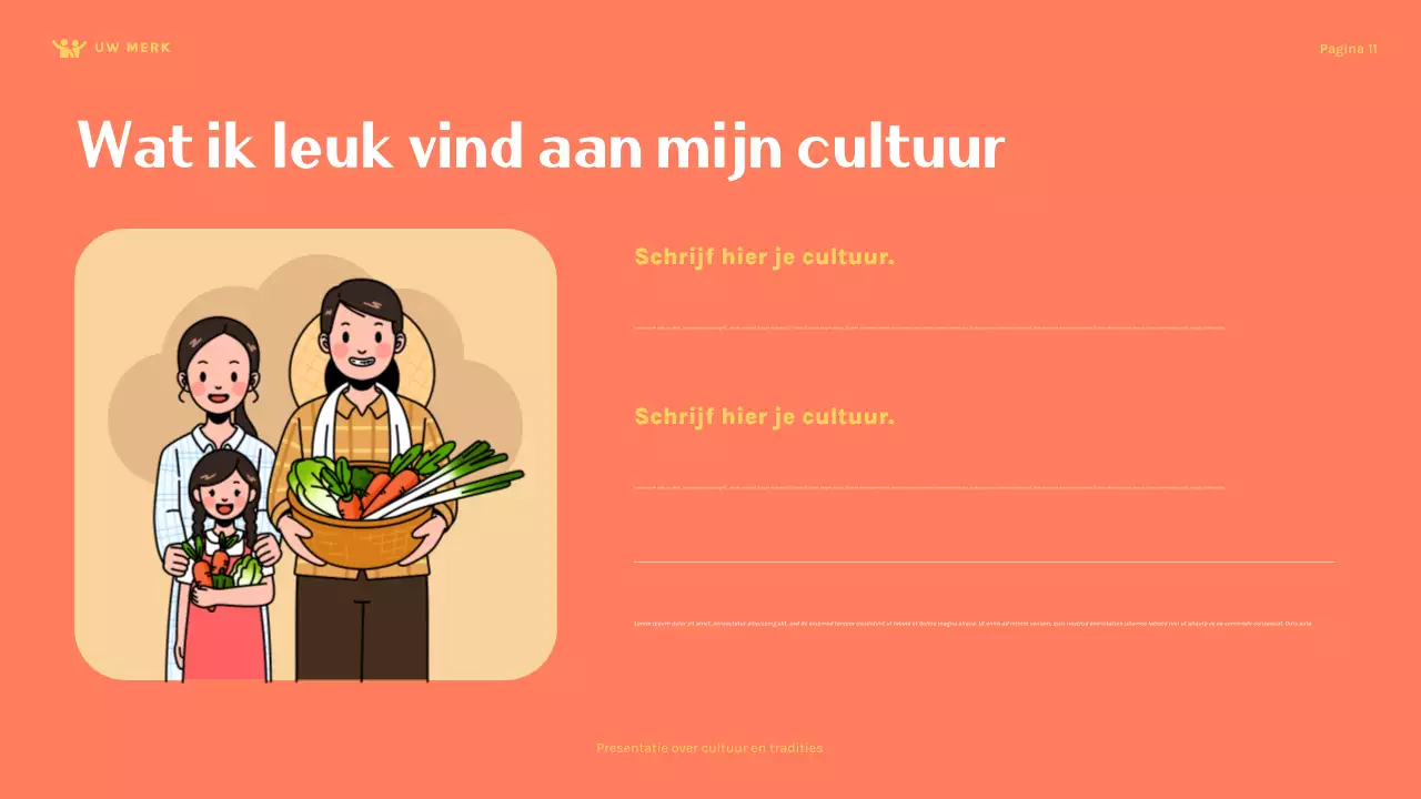 Presentatie over de cultuur van een schattig gezin in oranje