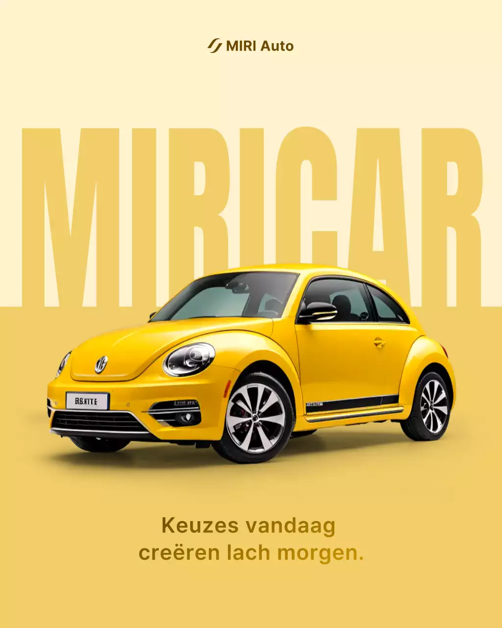 Gele moderne auto-advertentie