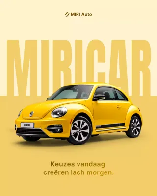 Gele moderne auto-advertentie