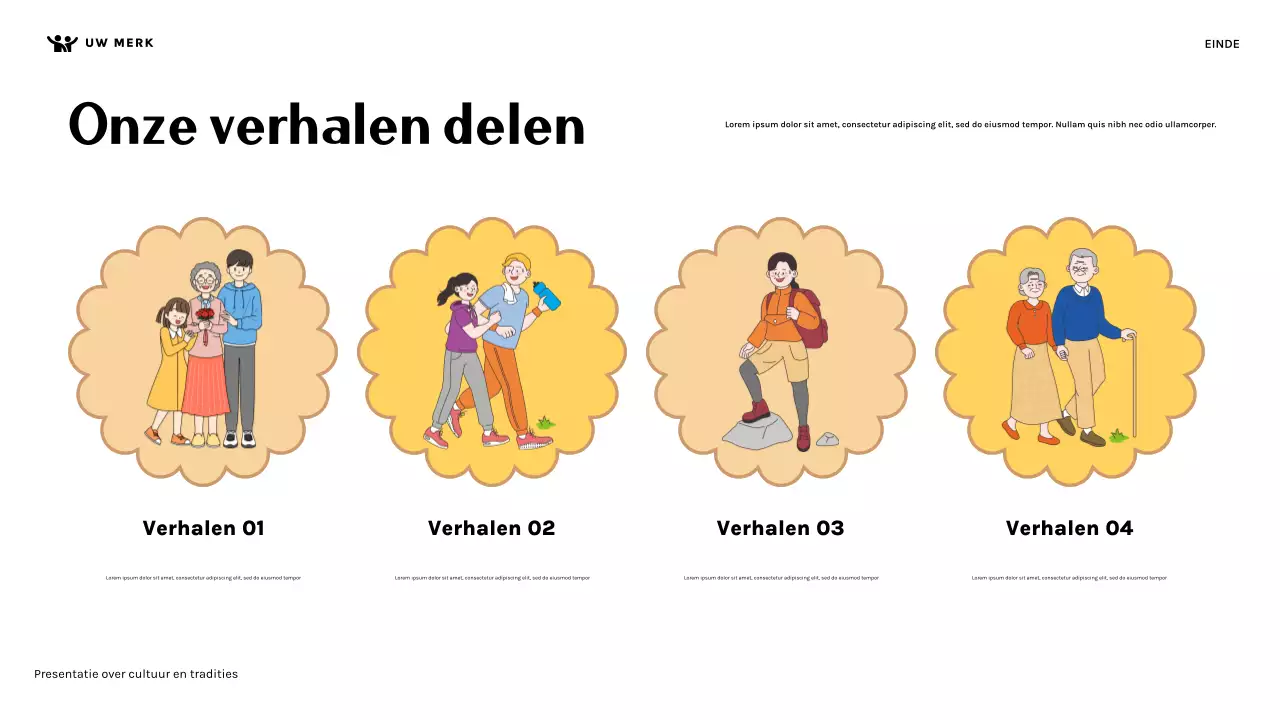 Presentatie over de cultuur van een schattig gezin in oranje