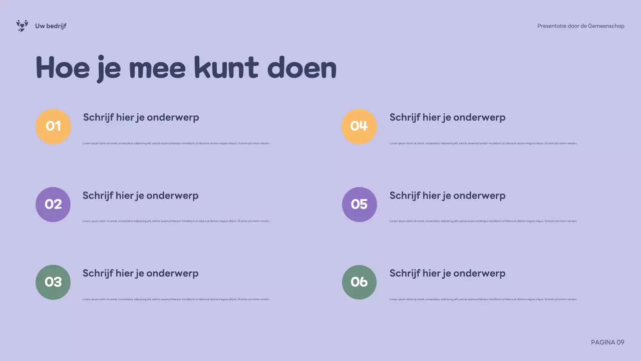 Paarse illustratie Inclusieve gemeenschapspresentatie