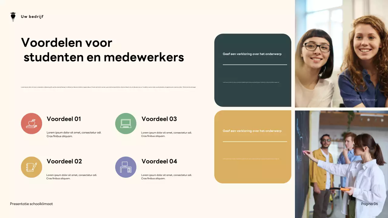 Presentatie over het moderne schoolklimaat van bruin en groen