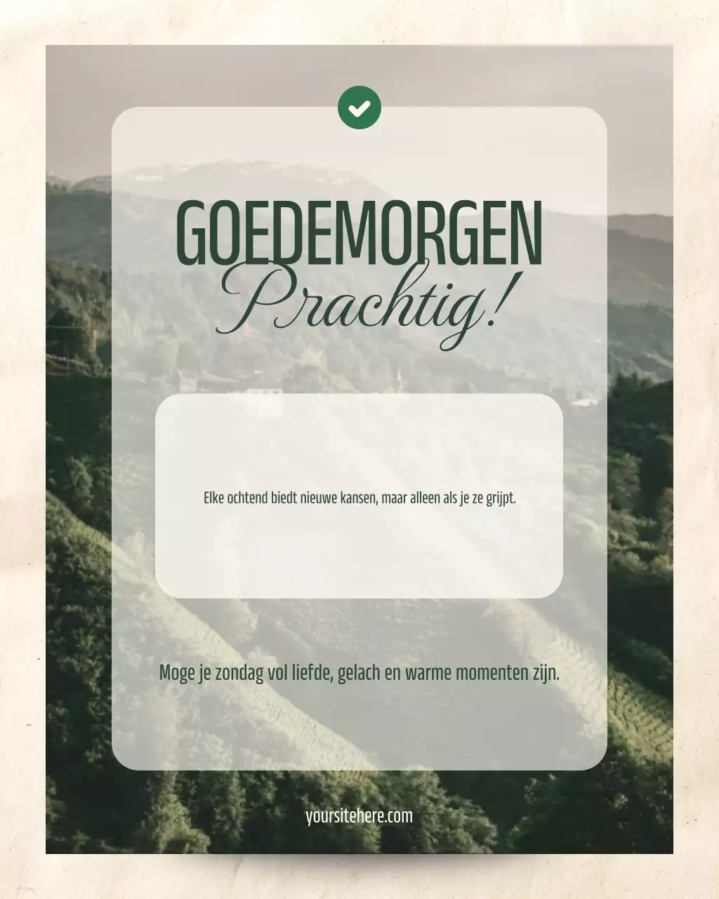 Groene minimalistische ochtendgroet Instagram-post