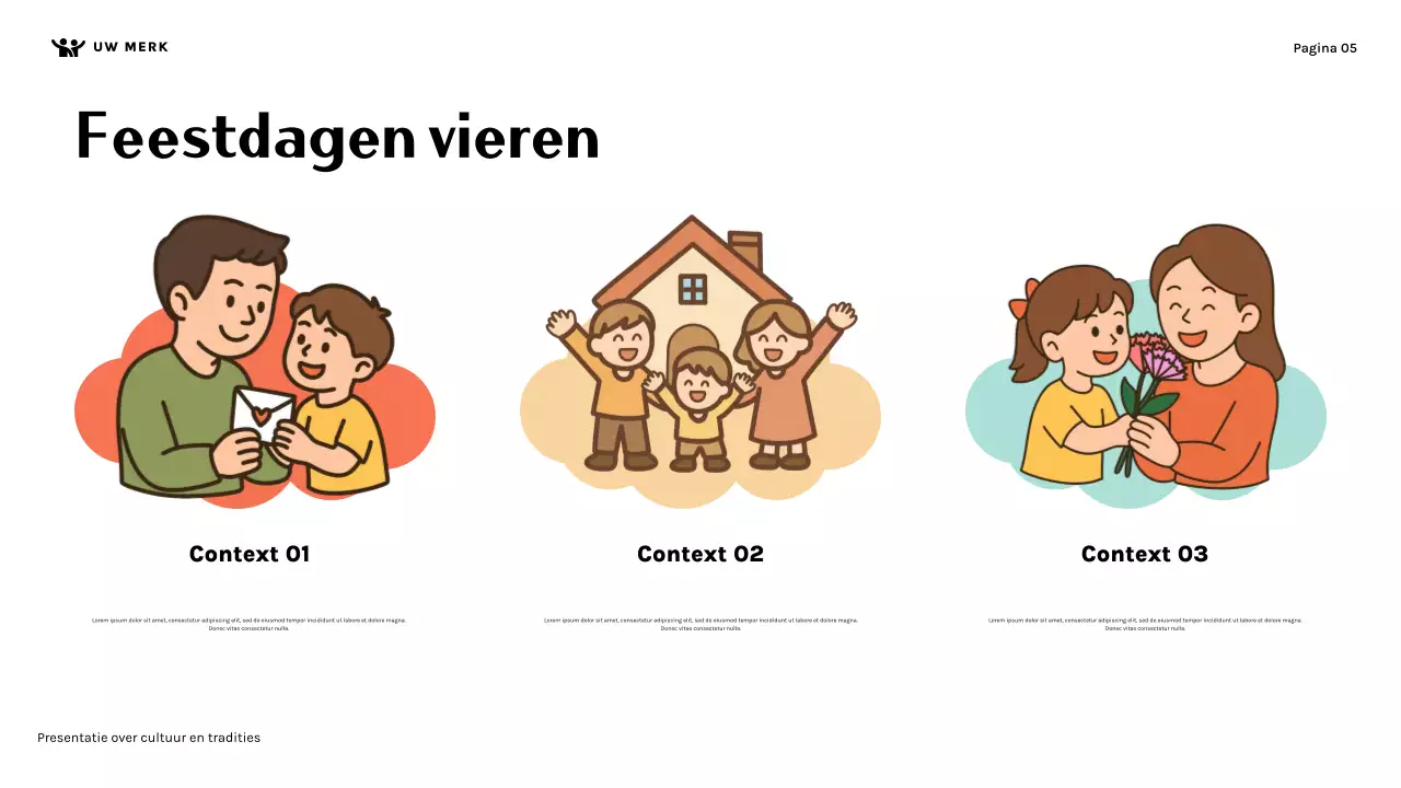 Presentatie over de cultuur van een schattig gezin in oranje