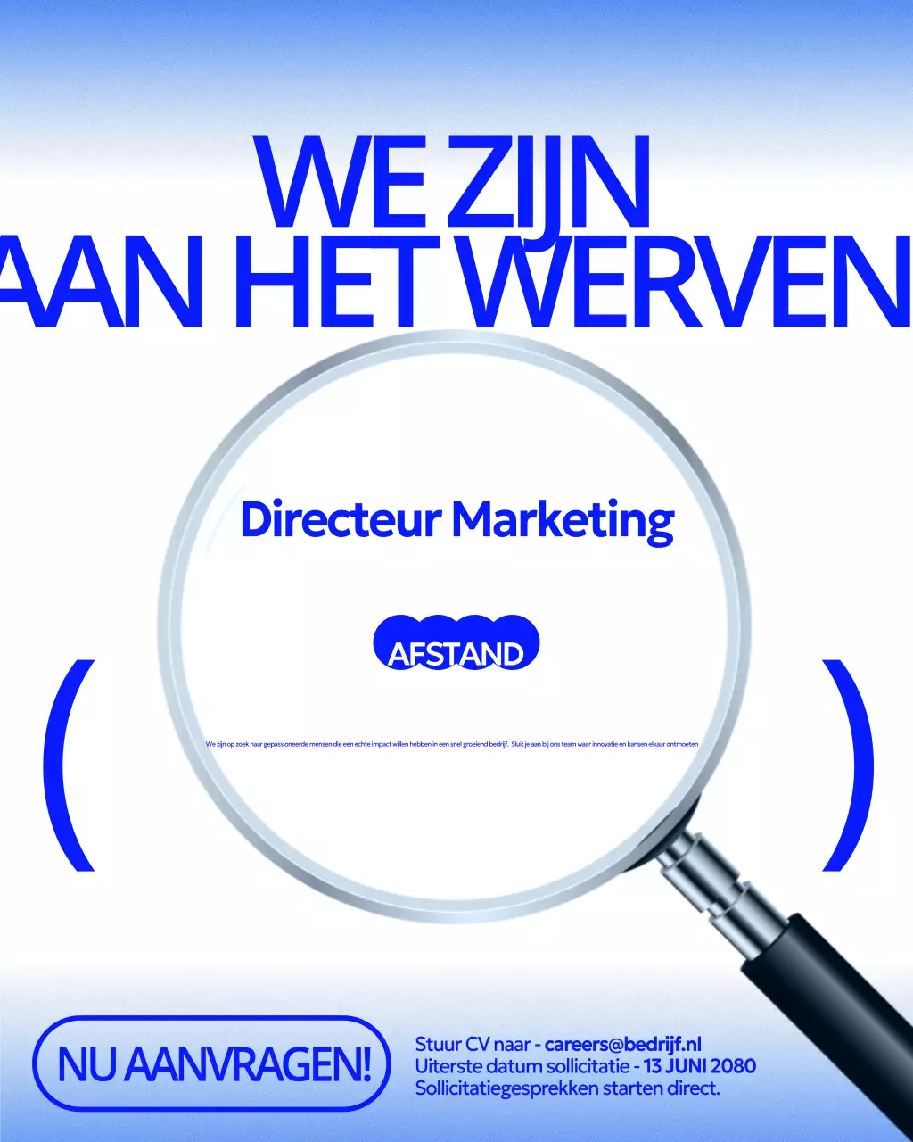 Blue Modern Wervingsaankondiging