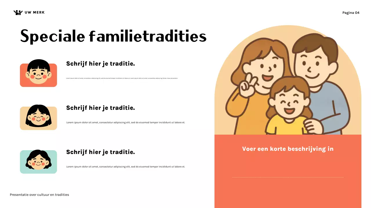 Presentatie over de cultuur van een schattig gezin in oranje