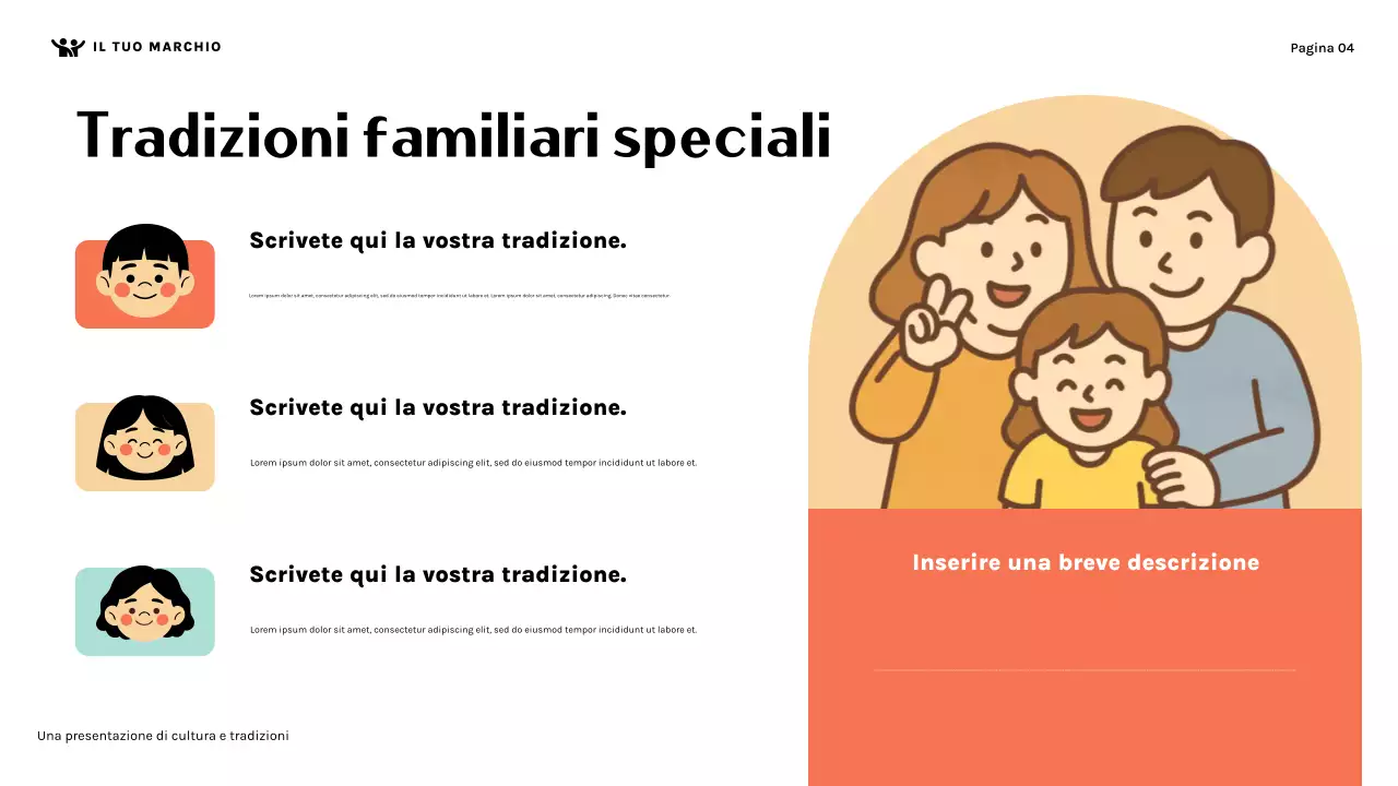 Presentazione della cultura familiare carina arancione