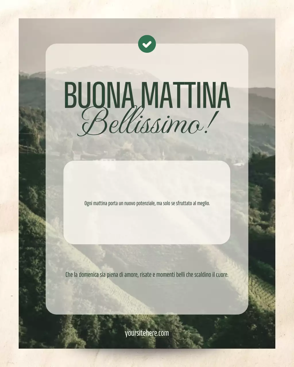 Post Instagram di saluto mattutino minimale e verde