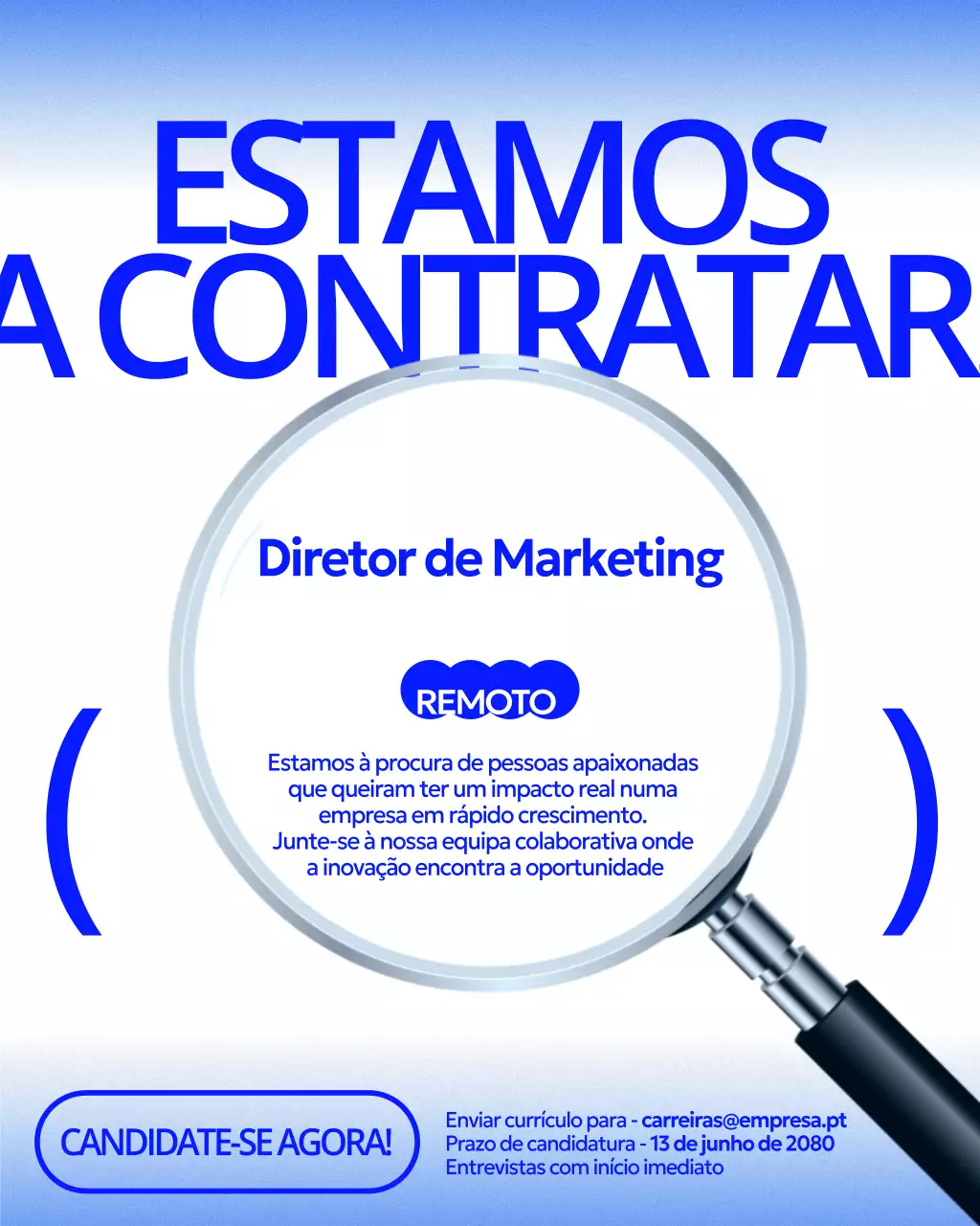 Anúncio de recrutamento da Blue Modern