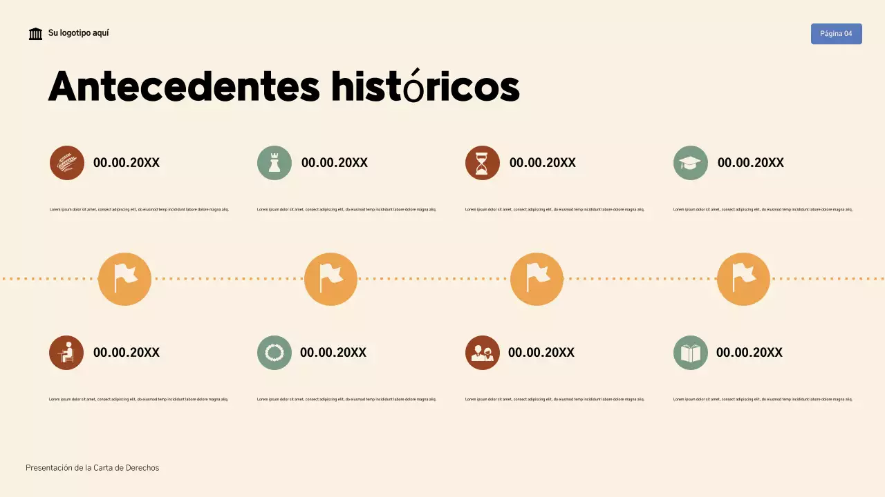 Presentación moderna de la Declaración de Derechos en beige y marrón