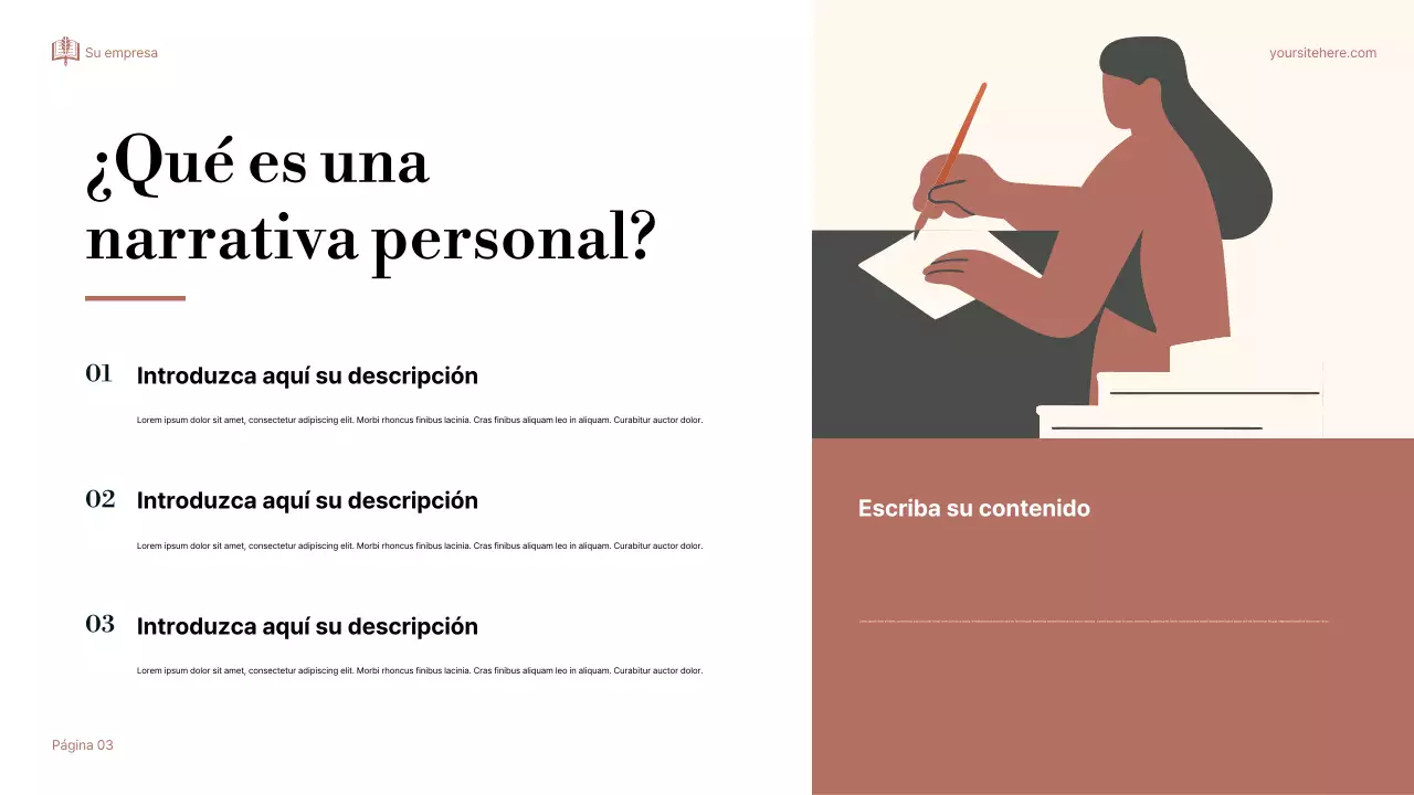 Presentación elegante sobre narración de historias en beige