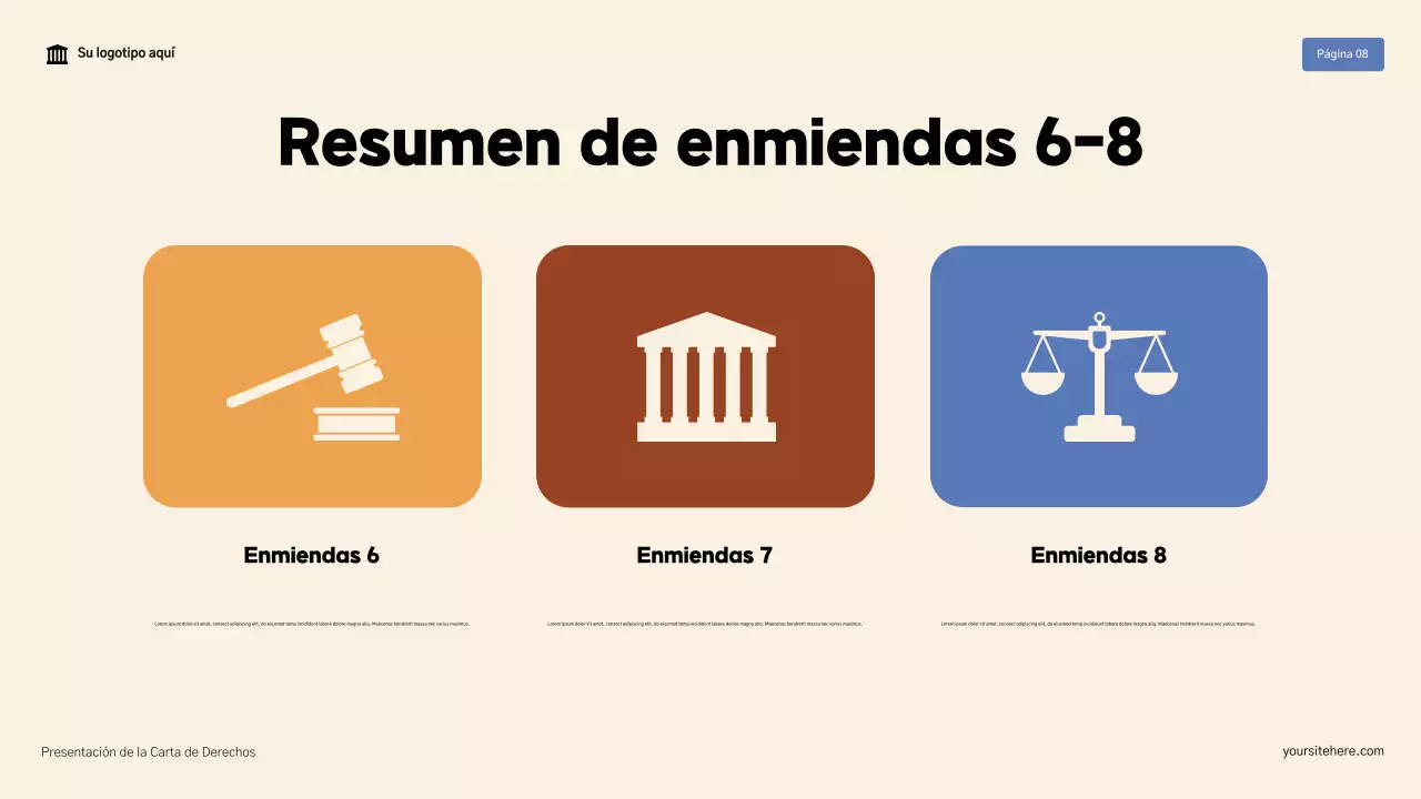 Presentación moderna de la Declaración de Derechos en beige y marrón