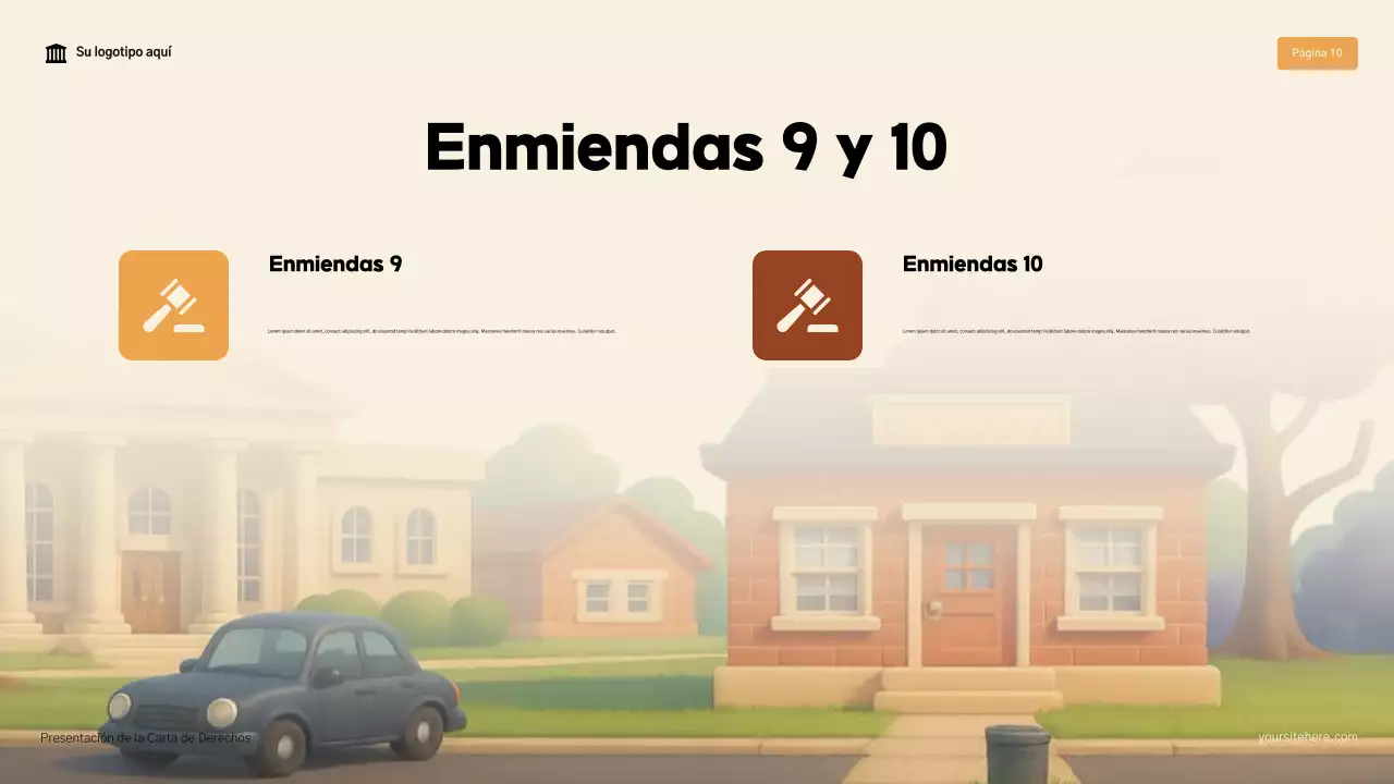 Presentación moderna de la Declaración de Derechos en beige y marrón