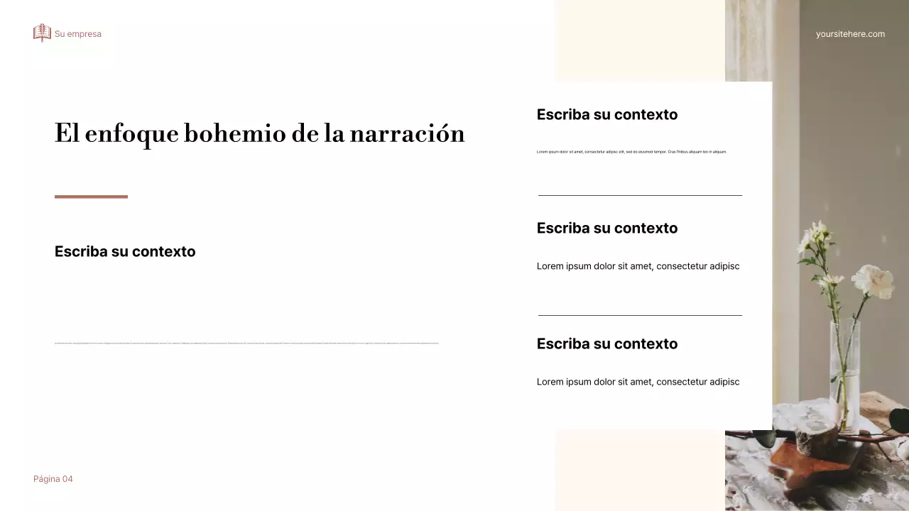 Presentación elegante sobre narración de historias en beige