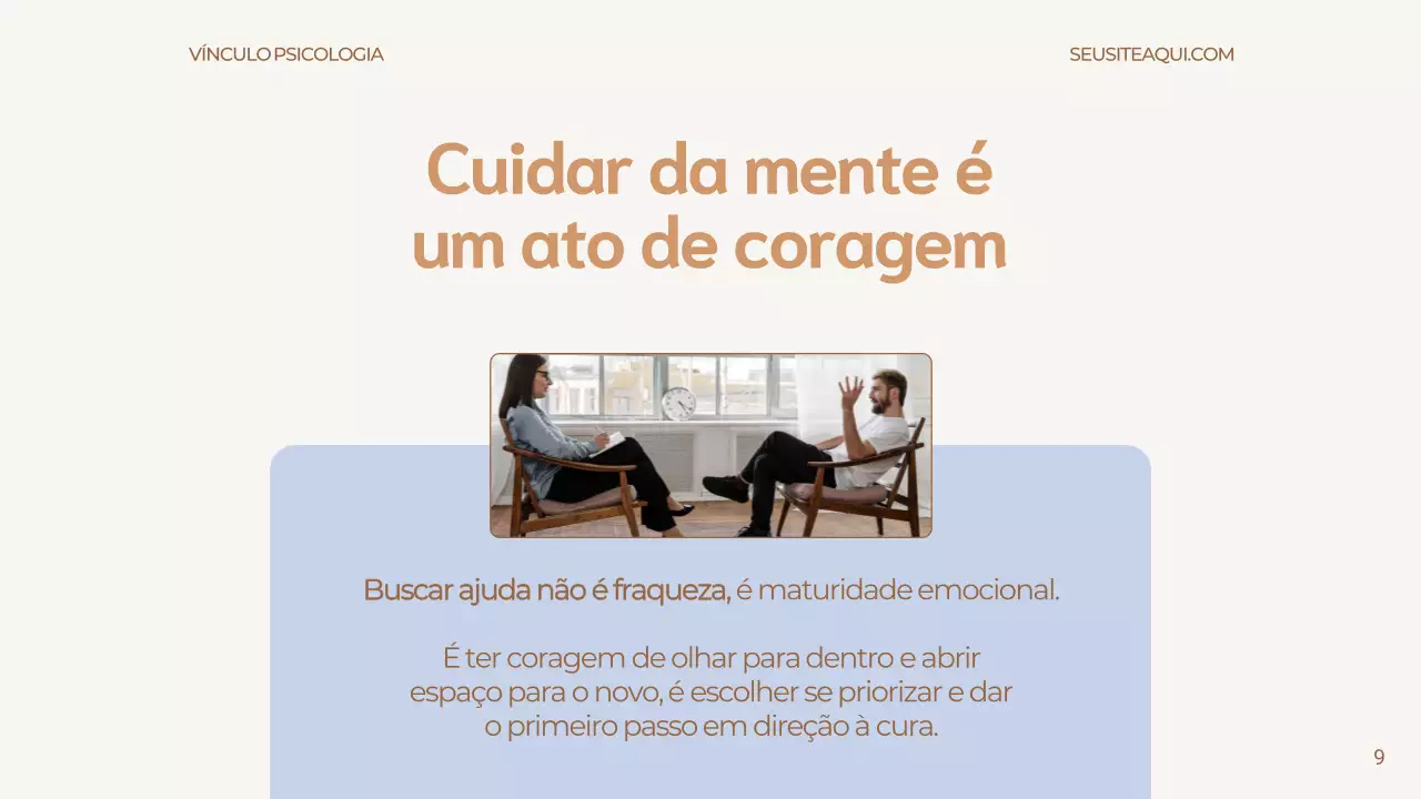 Apresentação de anúncio de psicologia moderna bege