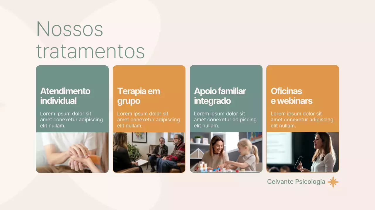 Apresentação da Clínica de Psicologia Moderna Verde e Amarelo Mostarda