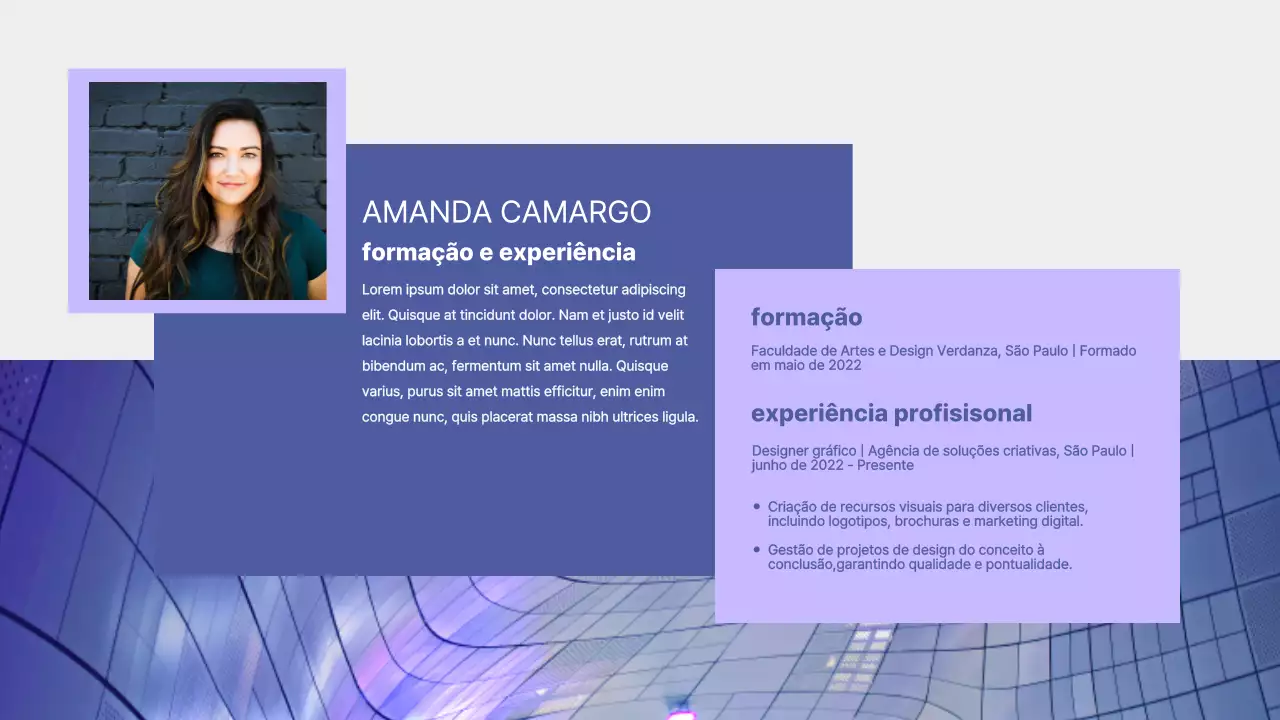 Apresentação do Portfólio de Design Moderno Roxo