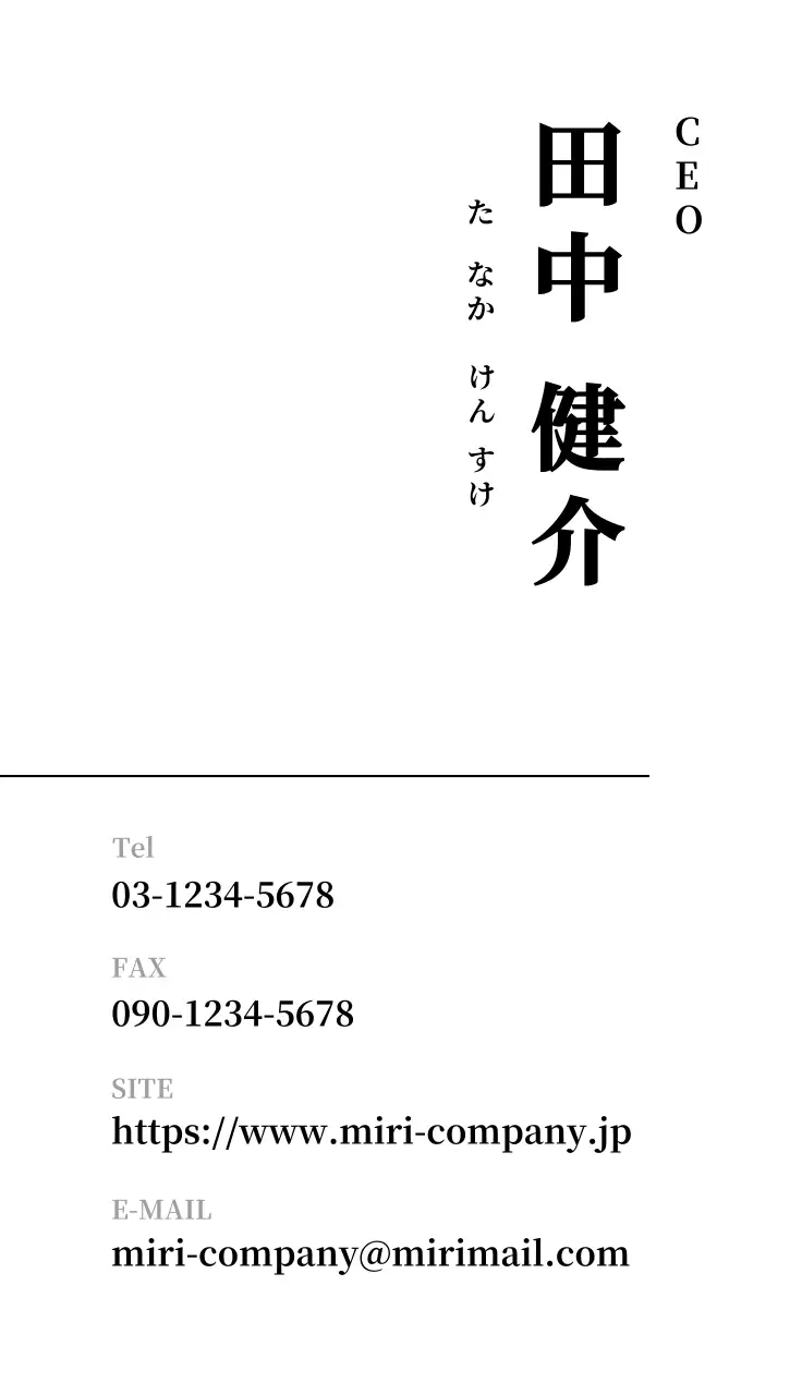 白黒 シンプル ビジネス 名刺 モノクロ明朝