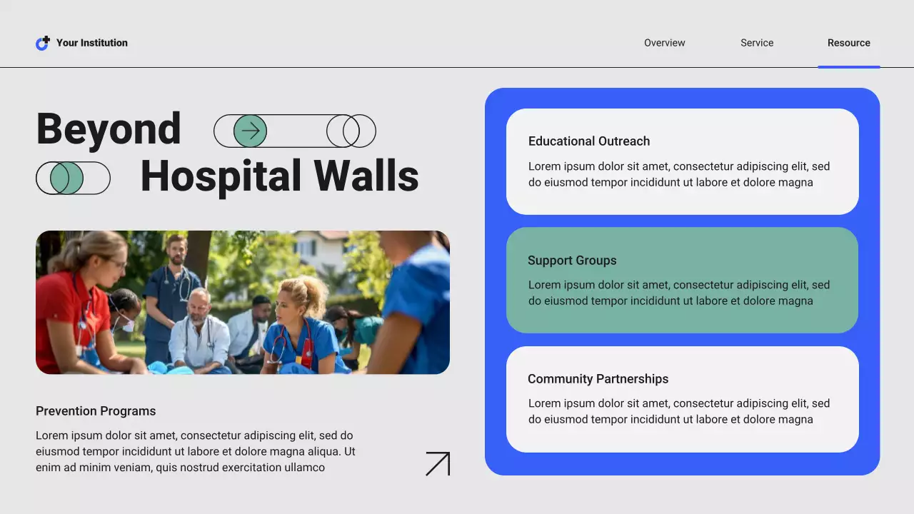 Blue and Green Modern Professional Local Hospital Services Presentation