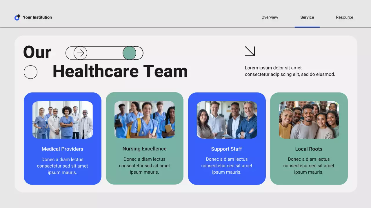 Blue and Green Modern Professional Local Hospital Services Presentation