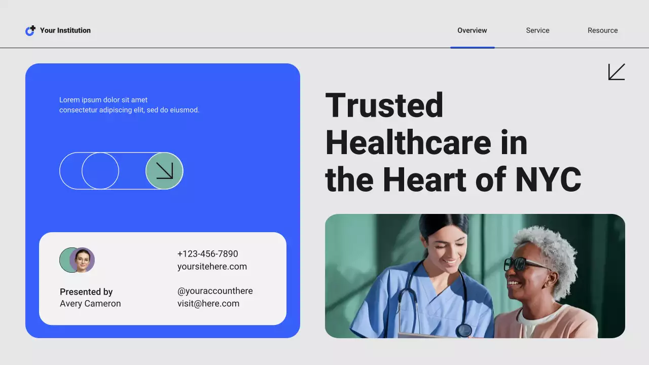 Blue and Green Modern Professional Local Hospital Services Presentation