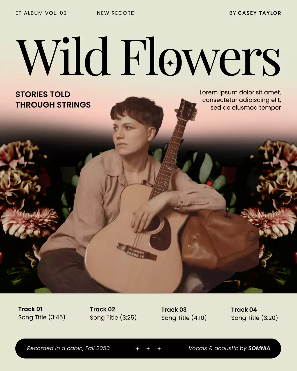 Beige and Black Modern Indie Folk Music Album Instagram Post