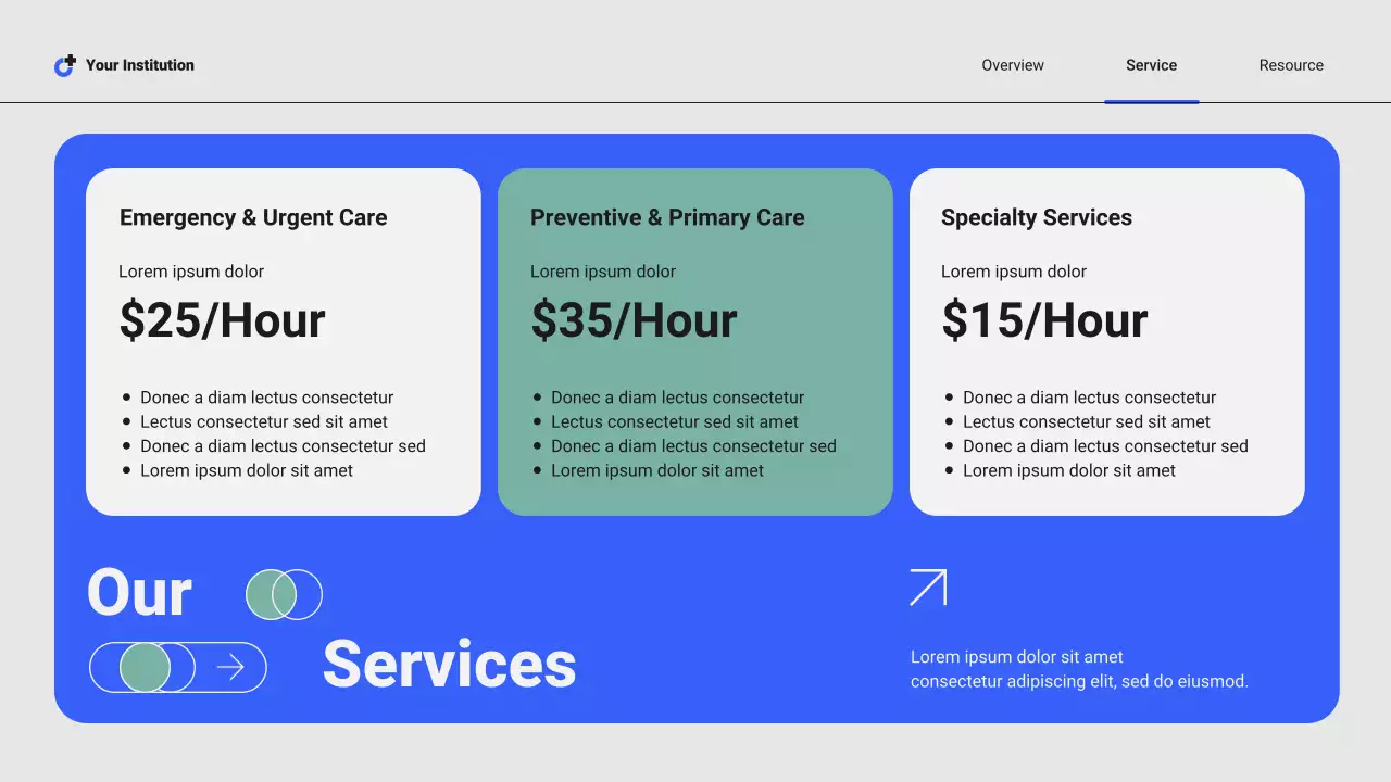 Blue and Green Modern Professional Local Hospital Services Presentation