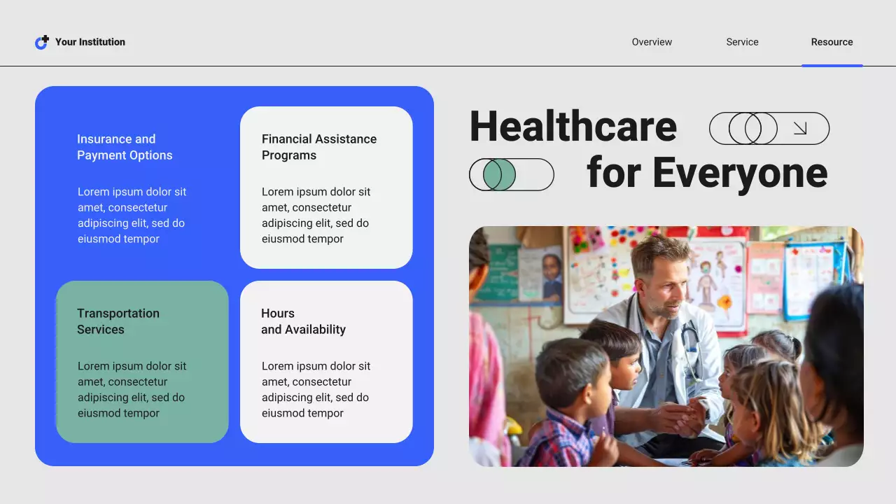 Blue and Green Modern Professional Local Hospital Services Presentation