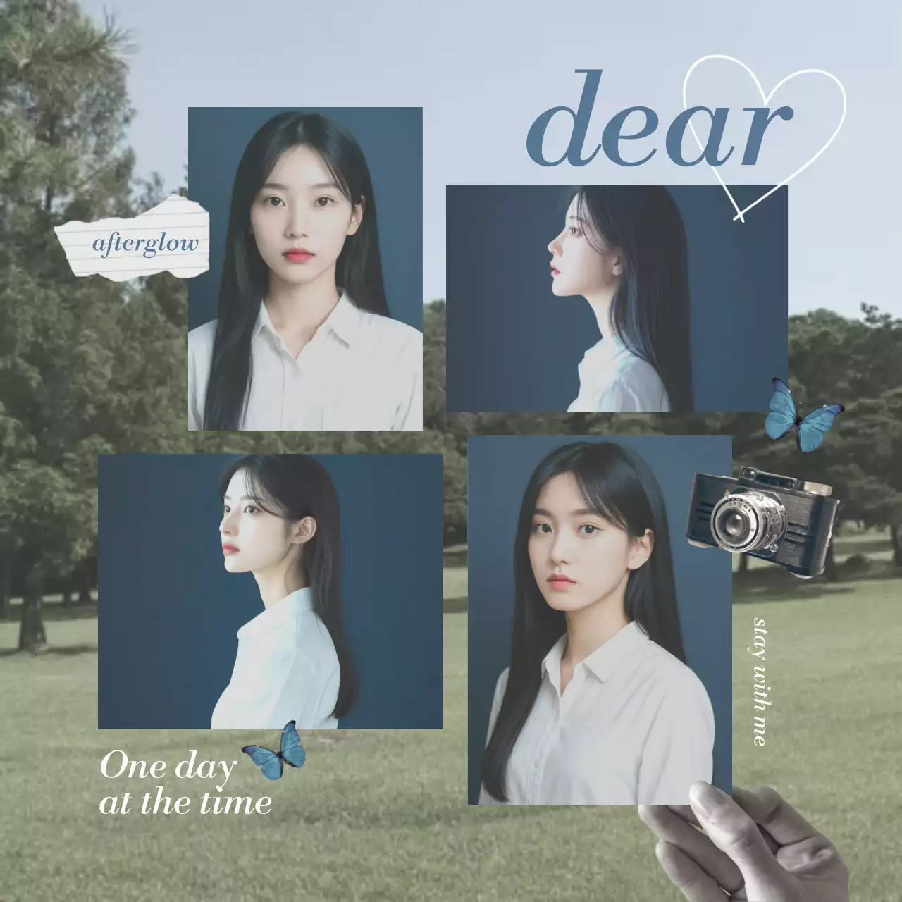 青 コラージュ 写真 おしゃれ