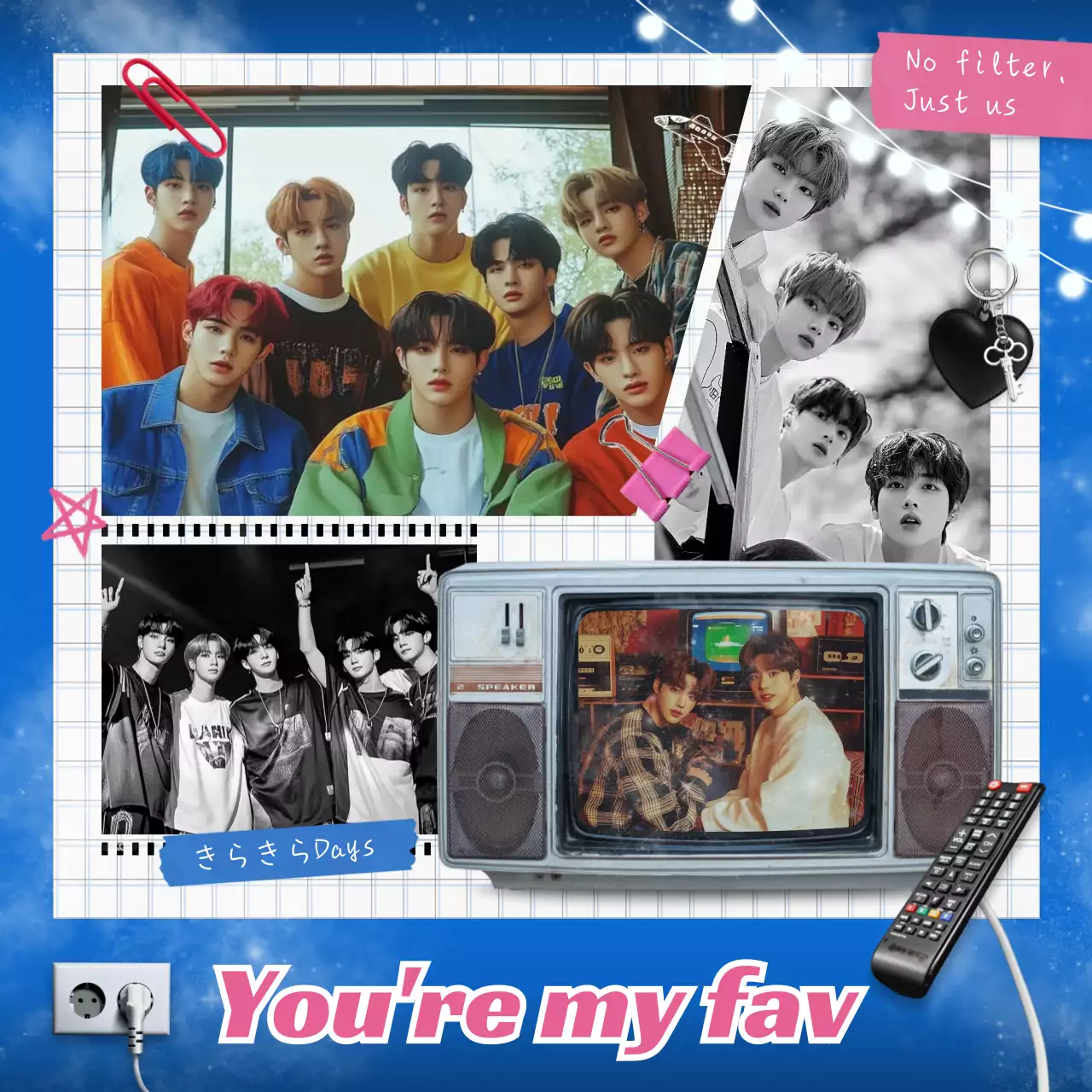 カラフル ポップカルチャー インスタント写真ステッカー ビンテージ