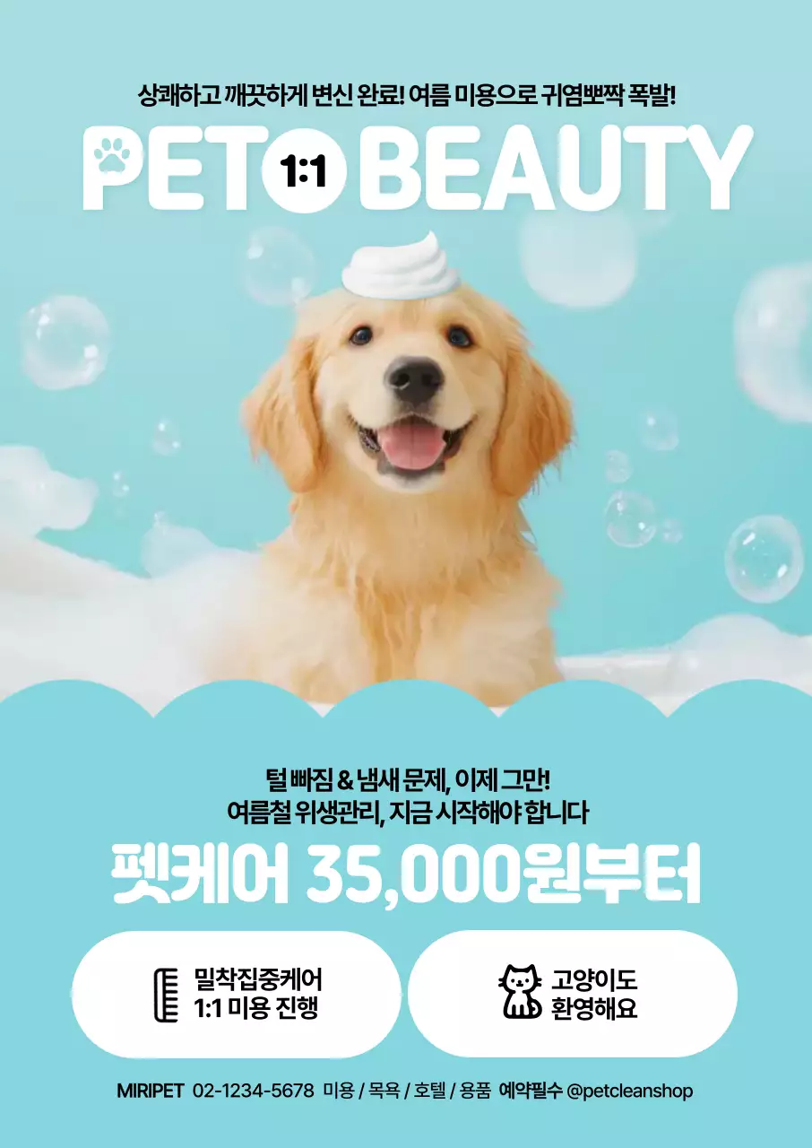 반려견 미용 홍보 포스터