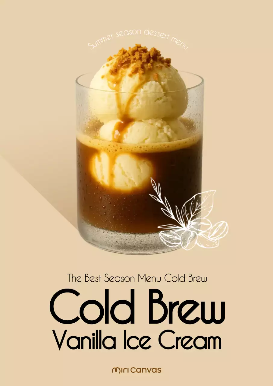 베이지 심플 디저트 메뉴 홍보