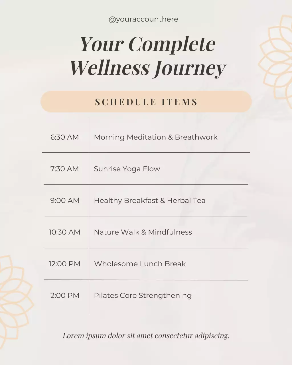 Beige Minimalist Wellness Schedule Instagram Post