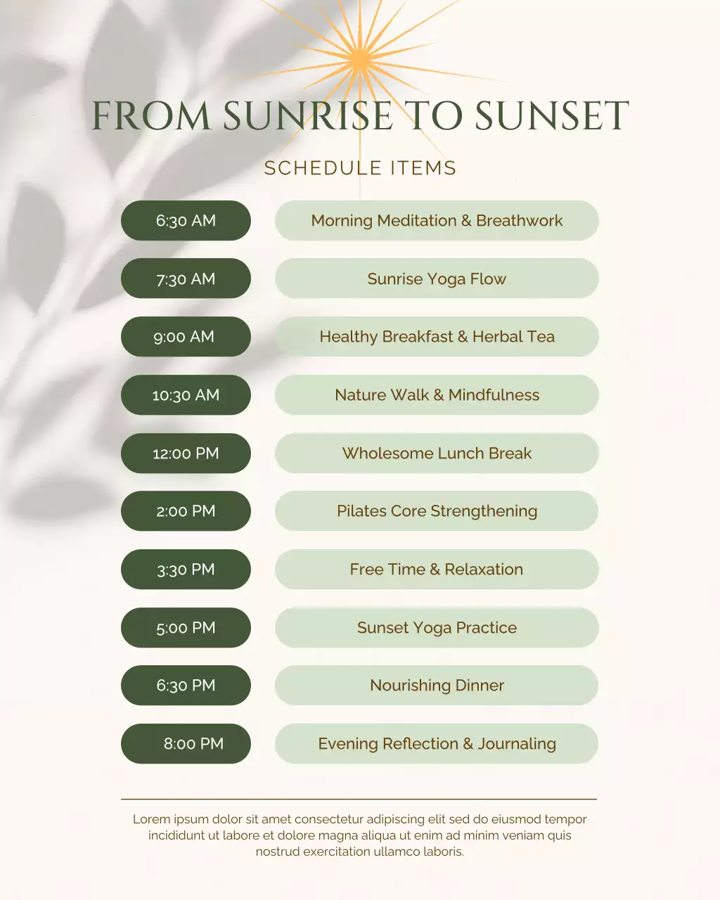 Beige Minimal Wellness Schedule Instagram Post