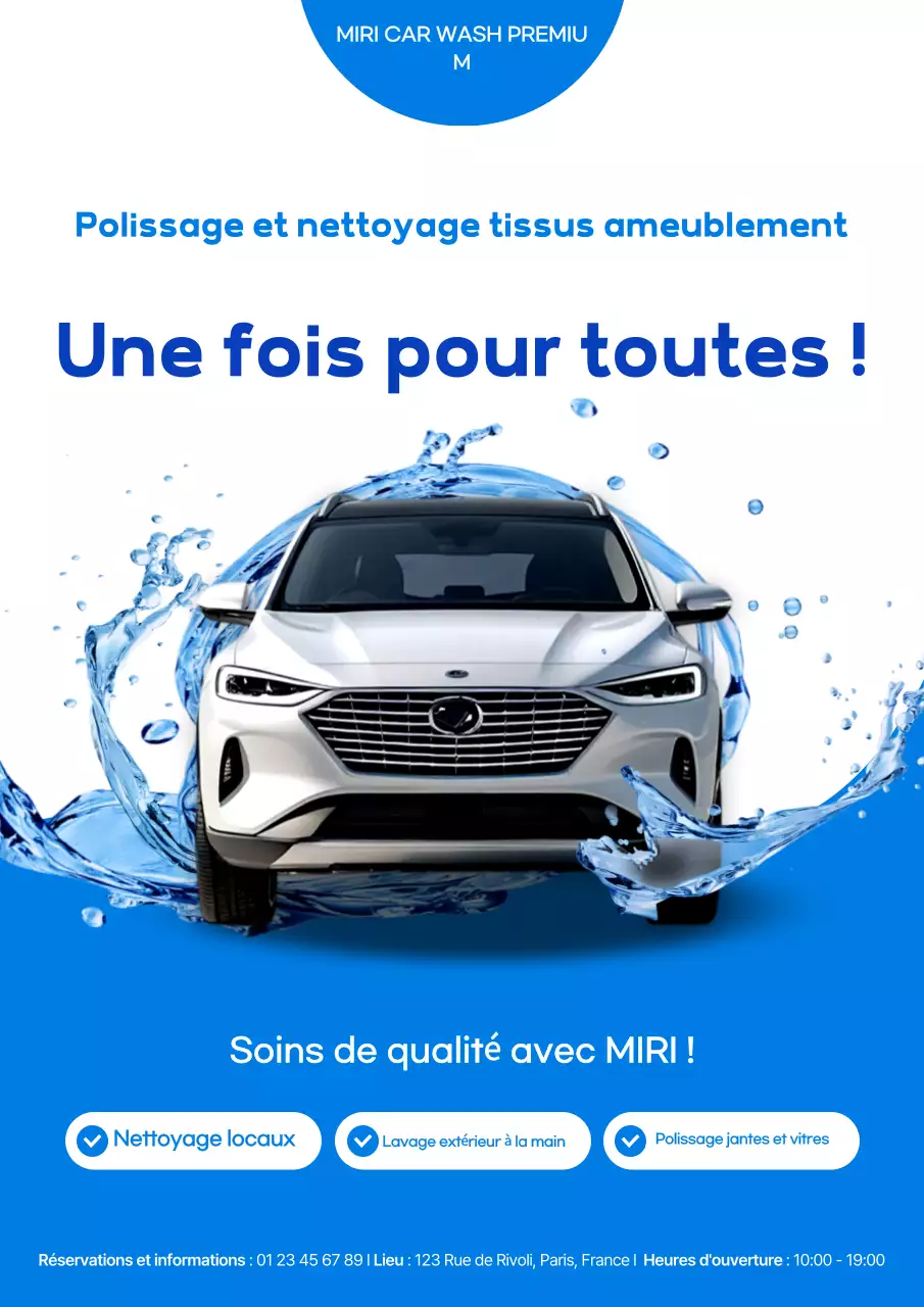 Publicité pour le lave-auto moderne bleu