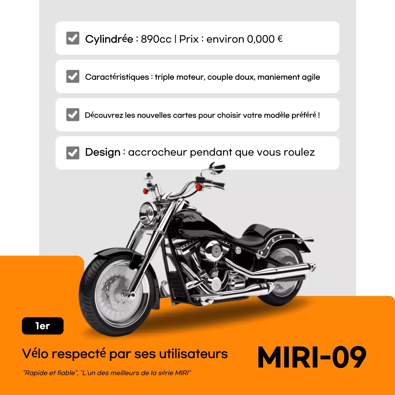 Publicité pour une moto moderne orange