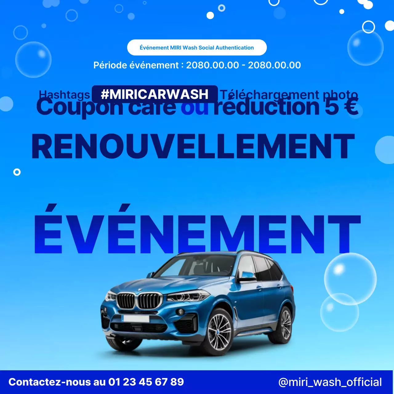 Promotion de l'événement Blue Modern Car