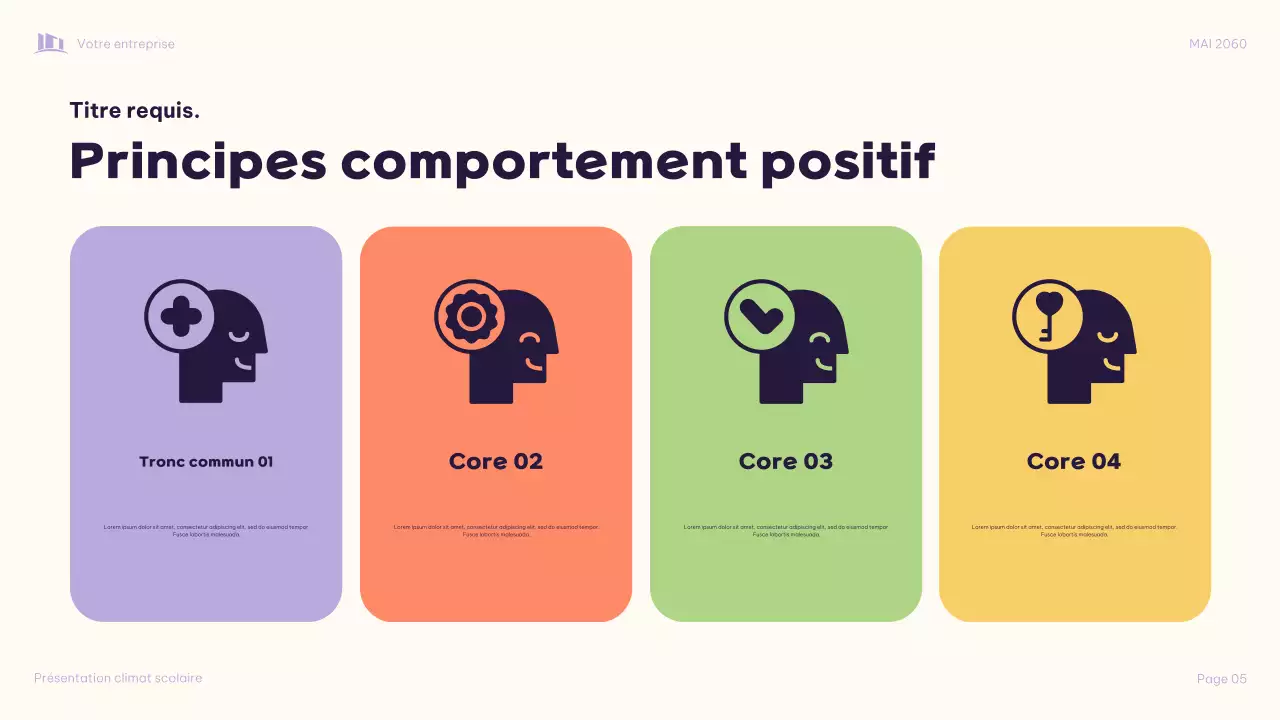 Présentation illustrative violette : Transformer ensemble le climat scolaire