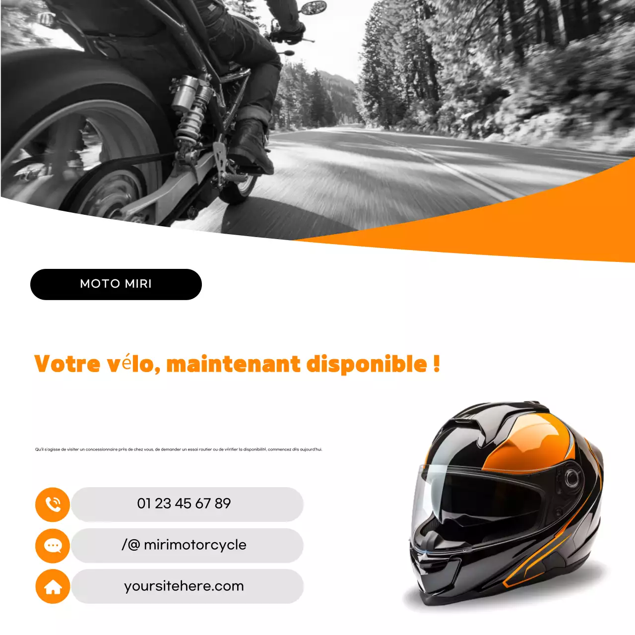 Publicité pour une moto moderne orange