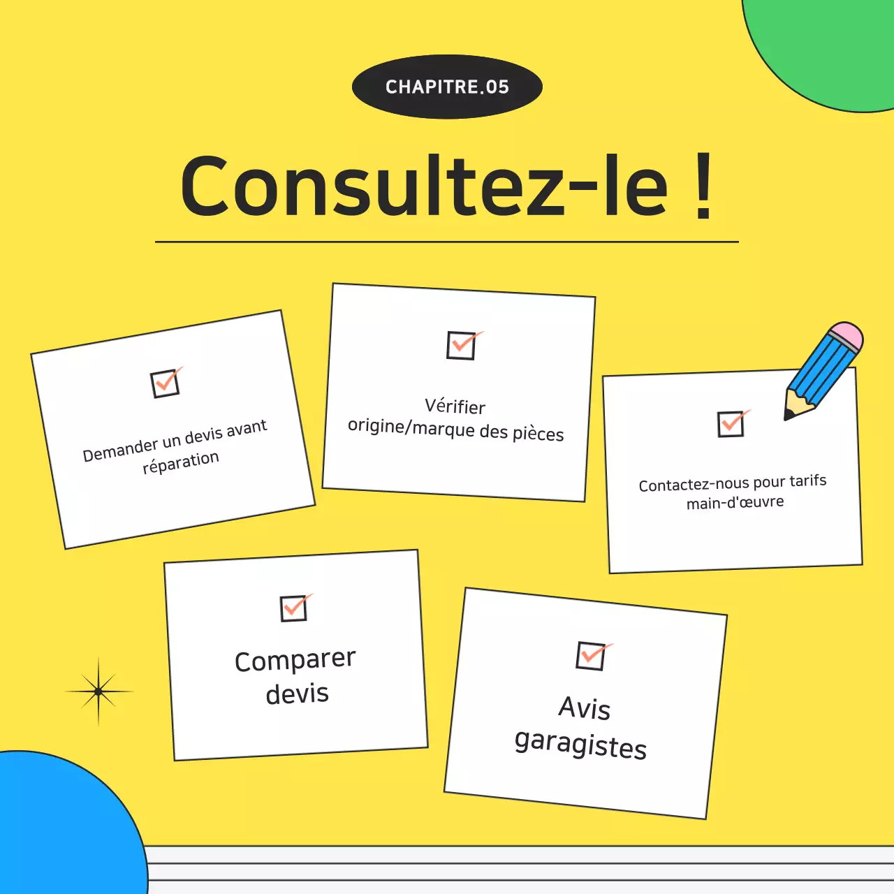 Publicité kitsch jaune pour la réparation de motos