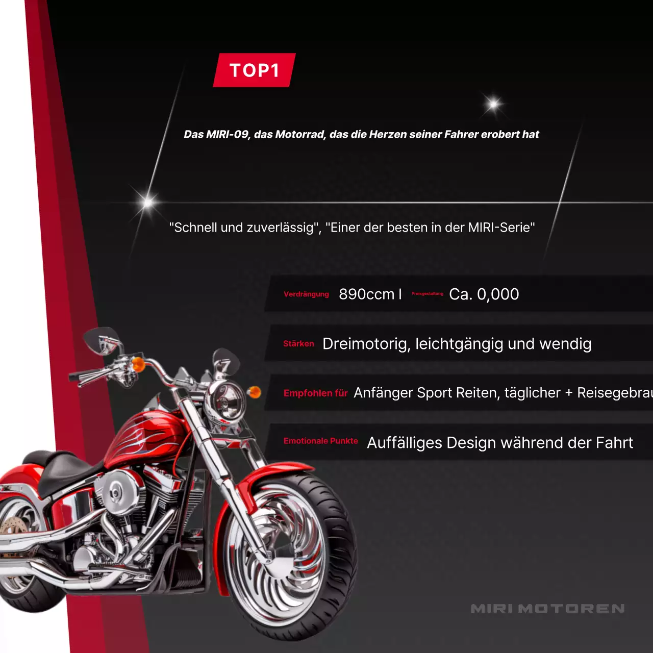 Rote moderne Motorradwerbung