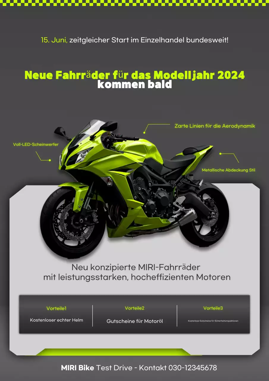 Ankündigung der Markteinführung des neuen Neon Modern Bike-Modells