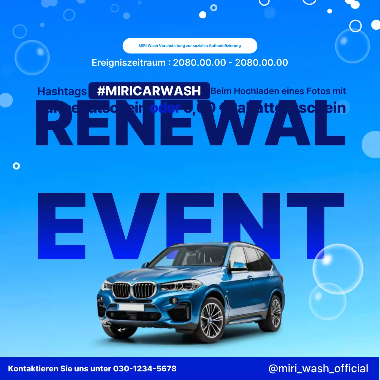Blaue moderne Auto-Event-Werbung